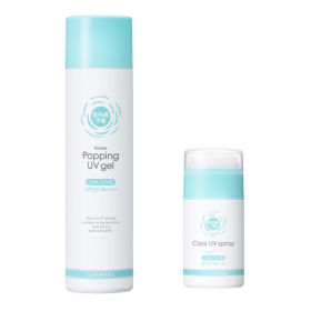 「紫外線予報　冷たいUVスプレーP」＆「紫外線予報　爽やかなUV泡ジェル」の商品画像