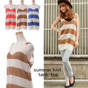 サマーニットのボーダー柄タンクトップ・チュニックの口コミ（クチコミ）情報の商品写真
