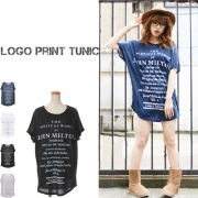 「海外ブロガー風ロゴプリント入りドルマンチュニック（JUN-style）」の商品画像