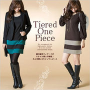 男性にも好印象♪上品な色使いが特徴の3段ティアード 【Aラインワンピース】の商品画像