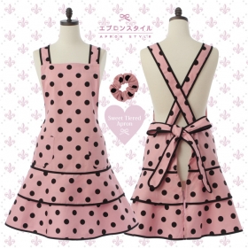 STCX02 ピンク地ブラックドットスイートティアードクロスの商品画像