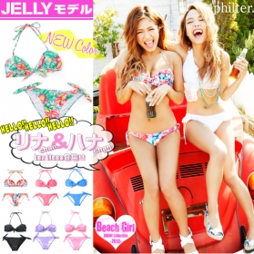 [ドット柄/無地/トロピカル柄]FRONTリボン2WAYビキニの商品画像