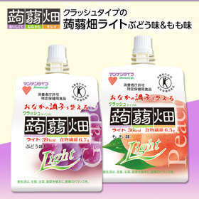 「クラッシュタイプの蒟蒻畑ライトぶどう味＆もも味（株式会社マンナンライフ）」の商品画像