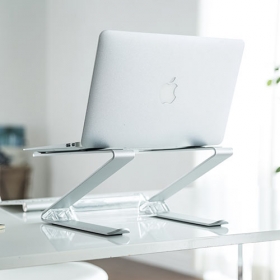 ノートパソコン台（アルミ・キーボード収納）の商品画像