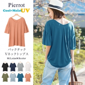 Cool&MoistUV バックタック Vネックトップスの口コミ（クチコミ）情報の商品写真