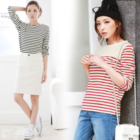 【Pierrot(ピエロ)】3タイプボーダー地厚カットソーの商品画像