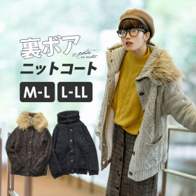 ボリューミーファー付き 裏ボア ニットコートの商品画像