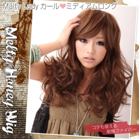 MaltyLadyカール　ミディアムロング【即納】220度耐熱高品質フルウィッグの口コミ（クチコミ）情報の商品写真