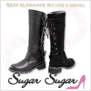 「34-4510　ベルト付レースアップエンジニアブーツ/ローヒール（株式会社ヤマダ「Sugar Sugar（シュガーシュガー）」）」の商品画像