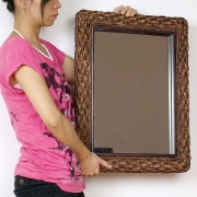 「【アジアン雑貨】ウォーターヒヤシンス ミラー Sサイズ（輸入家具・インテリア専門店 アックスデザイン）」の商品画像