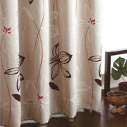 モダンな花柄カーテンM（オレンジ）　【ほづみインテリア】の商品画像