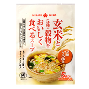 「玄米と5種の穀物をおいしく食べるスープ　中華しょうゆ味5食（ひかり味噌株式会社）」の商品画像