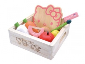 「木のおもちゃ　ハローキティ　はじめてのおままごと木箱入りセット（木のおもちゃおままごと　ウッディプッディ）」の商品画像