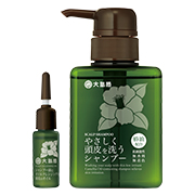 「シャンプー前にオイルクレンジングする頭皮のオイル／やさしく頭皮を洗うシャンプー（大島椿株式会社）」の商品画像