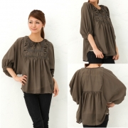 ギャザードルマンシフォンチュニック/モカの口コミ（クチコミ）情報の商品写真