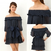 ドット柄シフォンワンピースの商品画像