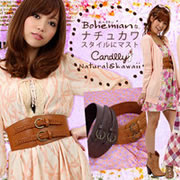 「ボヘミアンなナチュカワスタイルにマスト♪ コルセット風 2バックル 太ベルト（株式会社キスティアンドコム）」の商品画像