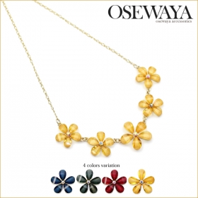 「アクリル ラメ フラワー ガラス ストーン ショートネックレス（お世話や）」の商品画像