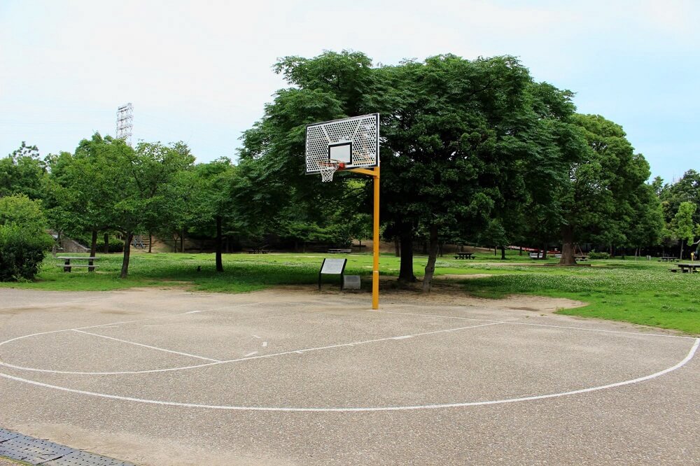 バスケットボールのゴールや健康遊具もあります