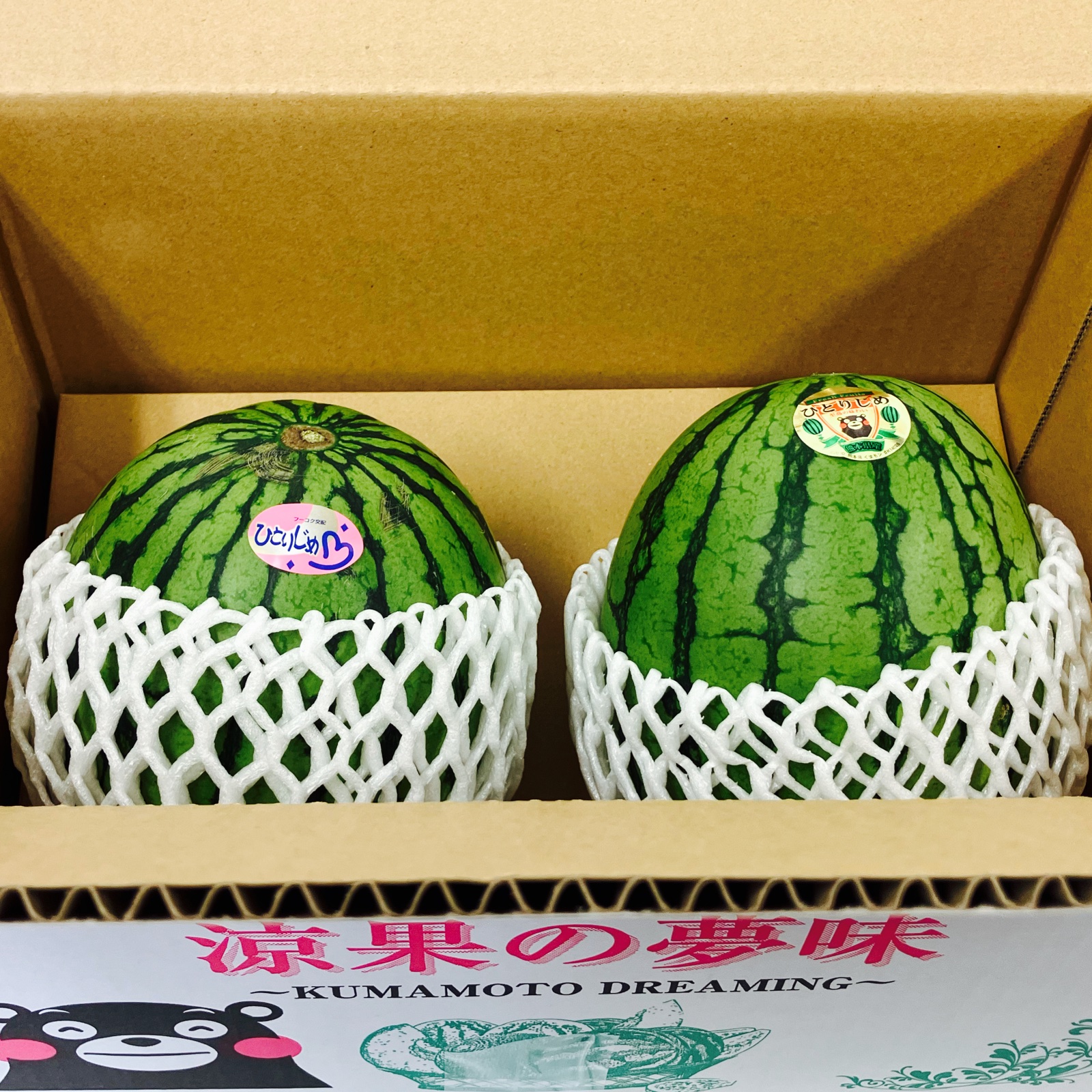 小玉スイカ　3〜6玉　2箱入り　熊本県産 ギフト向き 熊本県産 小玉すいか 2玉 3キロ Mサイズ以上 特A優品 (001