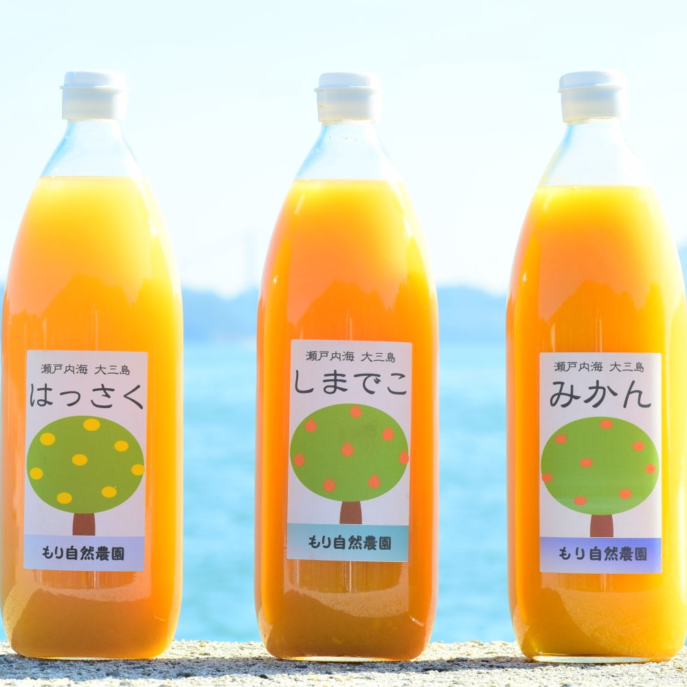 島の柑橘（温州みかん、八朔、不知火（デコポン））ジュース飲み比べ