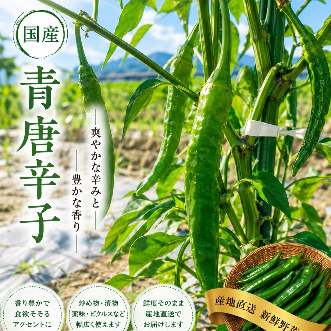 青唐辛子500g 国産 淡路島からの辛い唐辛子 ｜ 野菜/スパイス 産直
