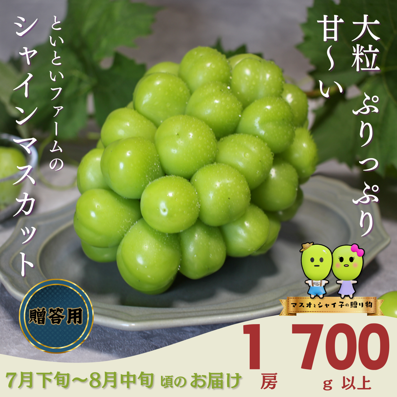 【岡山県産】 5kg 大粒 7〜10房 甘い高級シャインマスカット!
