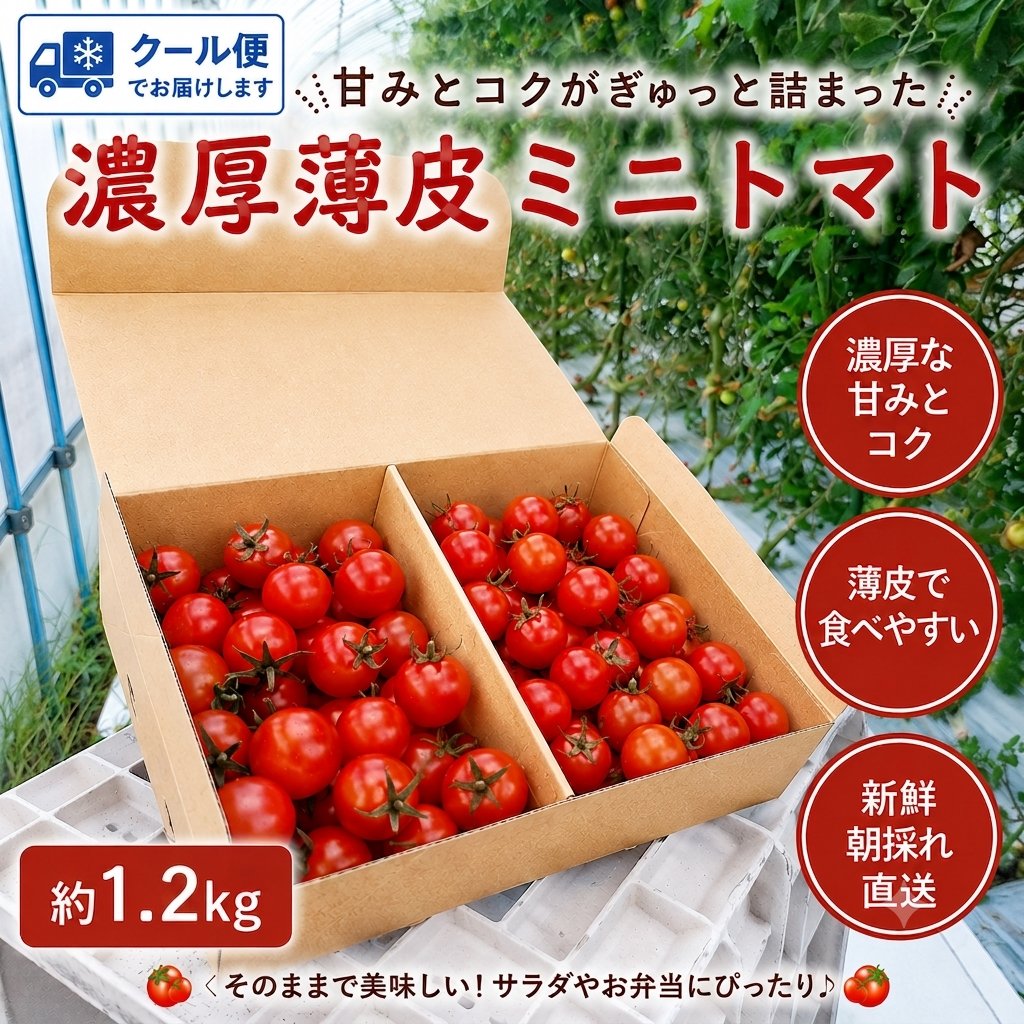 濃厚薄皮】冷蔵発送 贅沢ミニトマト 1.2kg 青森県産 プチトマト