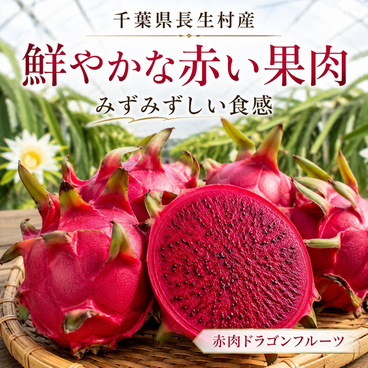 千葉県長生村産 赤肉ドラゴンフルーツ 約2kg（6～8玉）産地直送