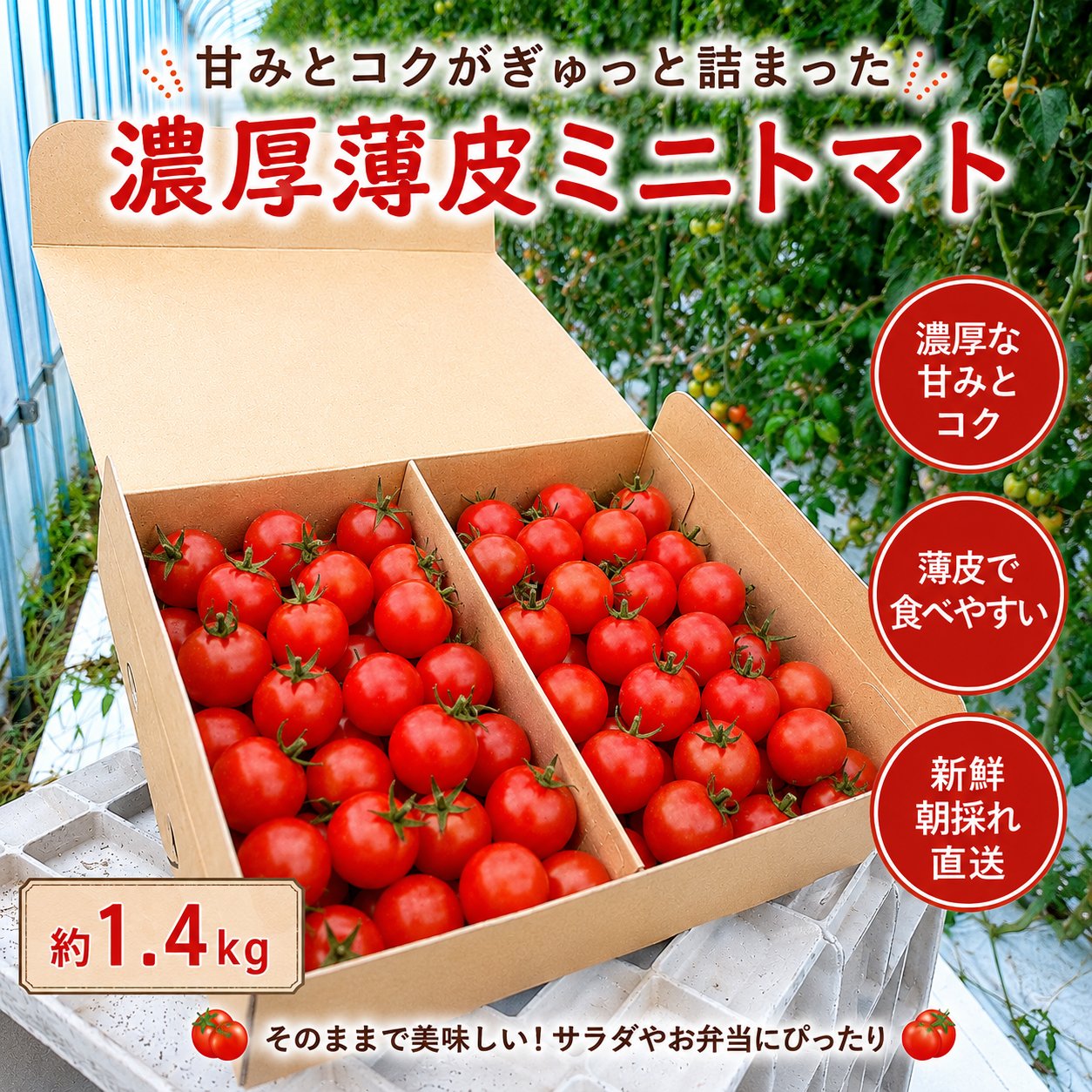 濃厚薄皮】冷蔵発送 贅沢ミニトマト 1.4kg 青森県産 プチトマト