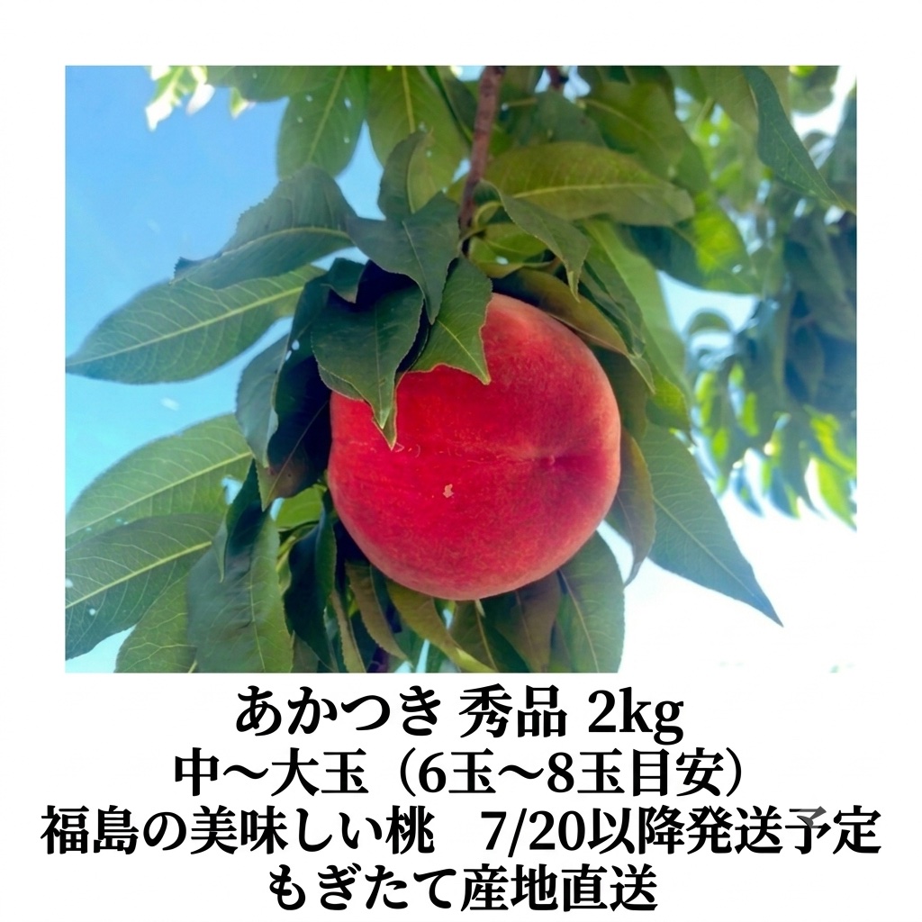 贈答品用★即日発送★東北関東北陸東海関西限定！福島県産桃あかつき3kg箱産地直送 朝採り新鮮】産地直送 福島県産 桃 あかつき 秀品 約2kg 6〜8玉 ご家庭