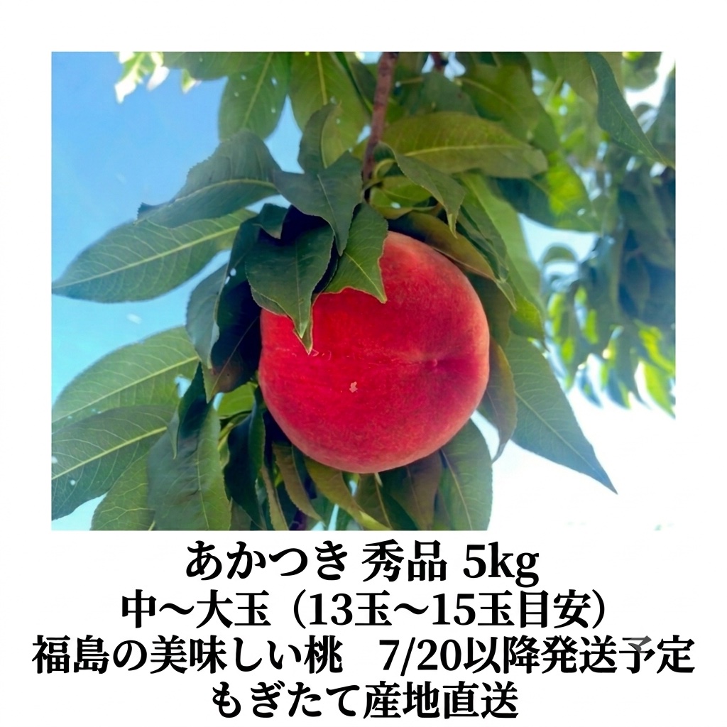 ⁠【朝採り新鮮】産地直送 福島県産 桃 あかつき 秀品 5kg 朝採り新鮮】産地直送 福島県産 桃 あかつき 秀品 約5kg 13〜15玉 ご