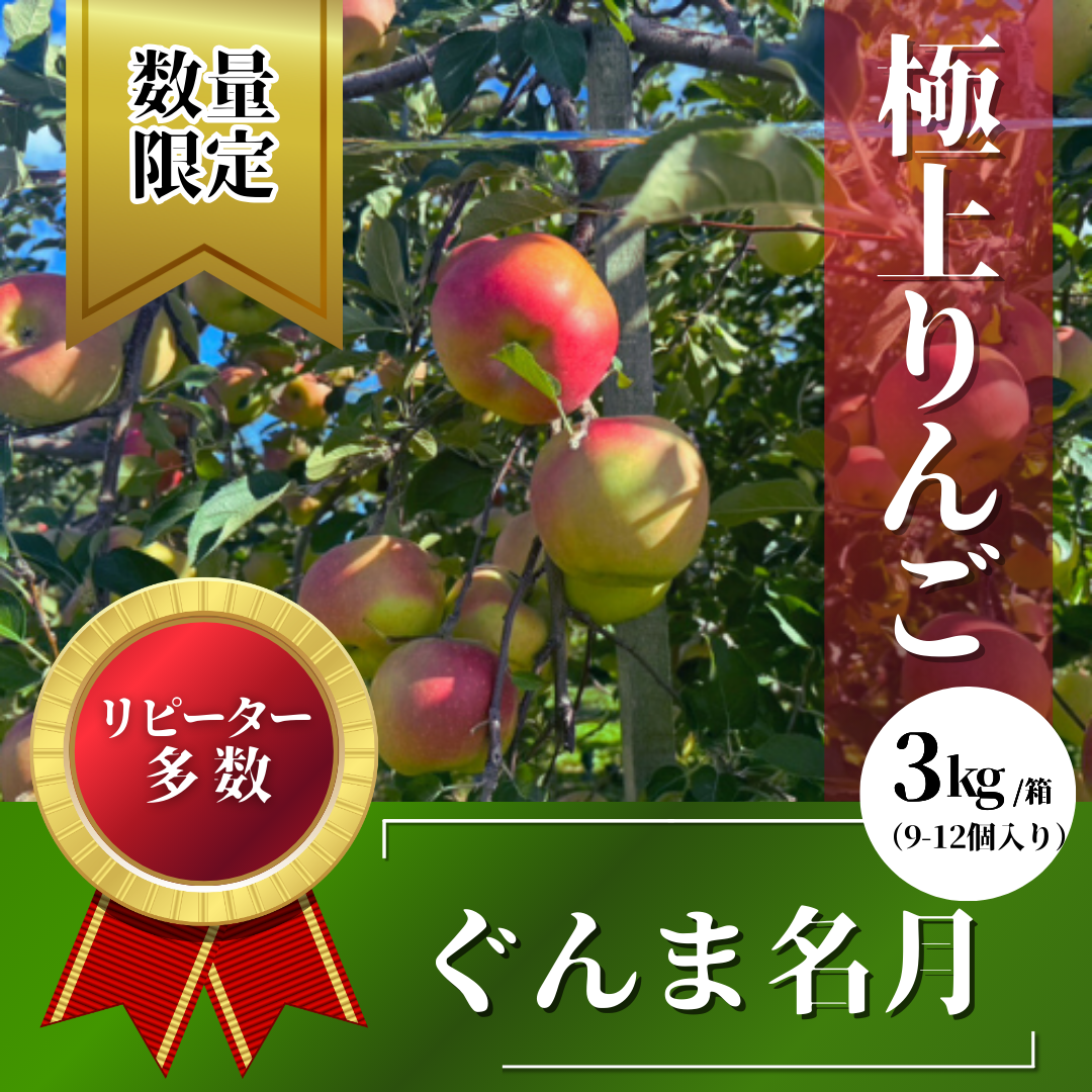 値下げ【数量限定】青森県ぐんま名月、家庭用約3kg自然の恵みたっぷり