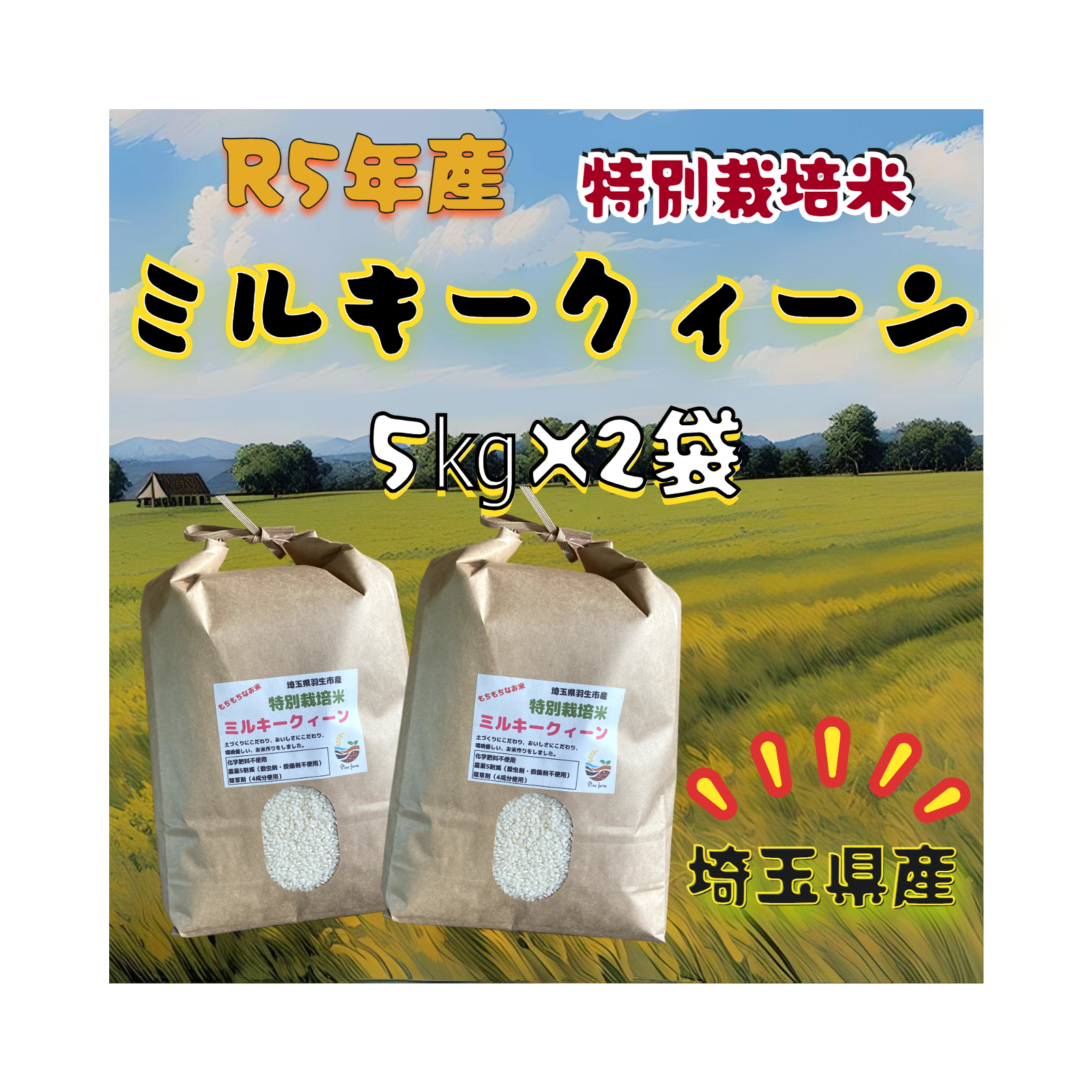 特別栽培米　減農薬　埼玉県産　15kg　匿名配送　精米　白米