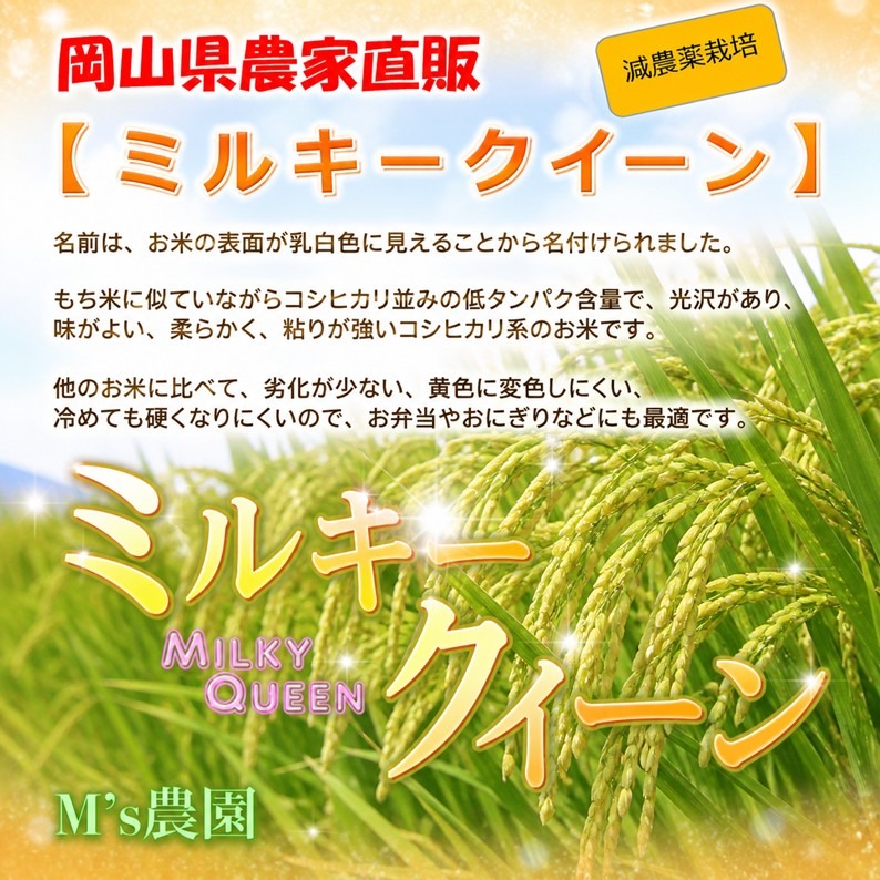 2026年 岡山県産 ミルキークイーン 24kg 玄米 ｜ 米・穀物/玄米 産直