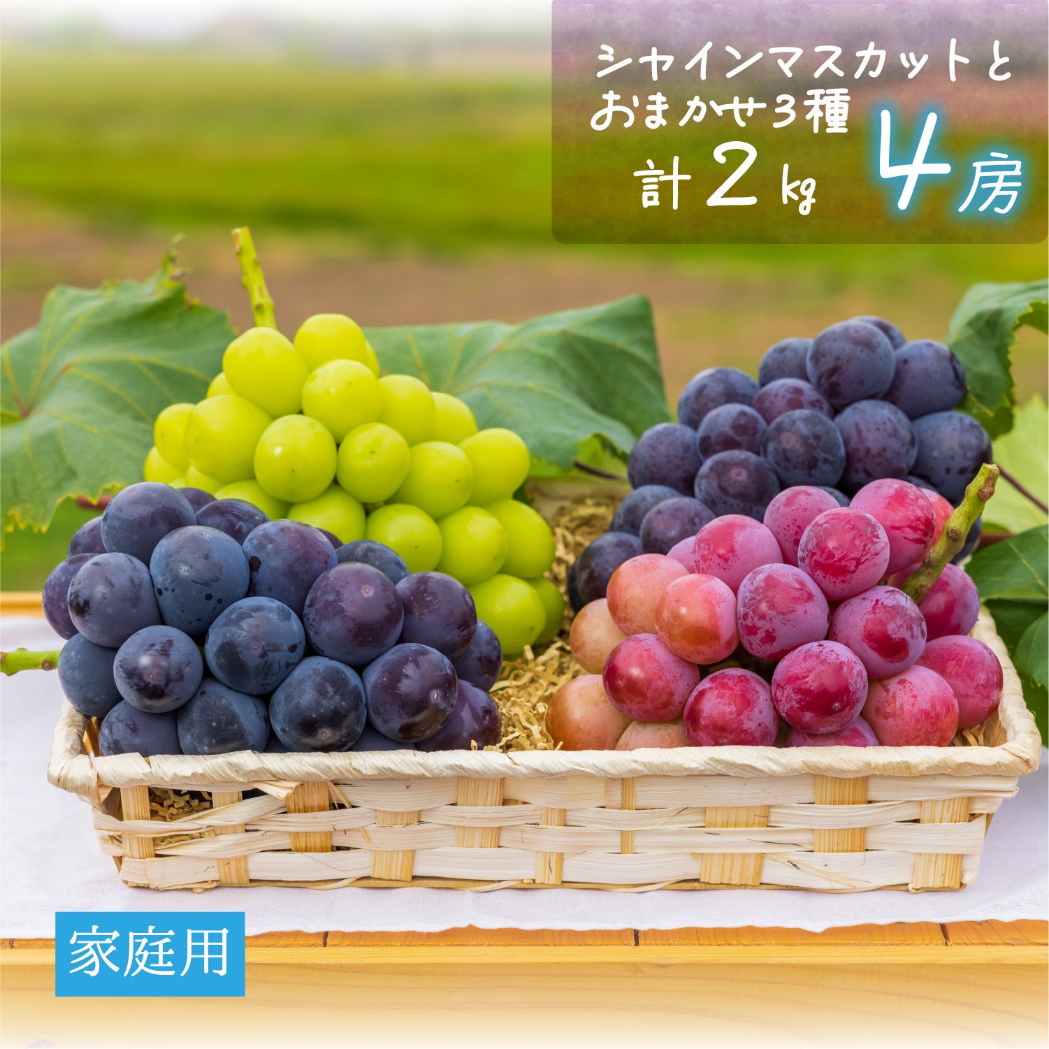 4M-2家 花笑み農園 岡山『ぶどう4種MIX』（シャイン＋厳選3種）2kg
