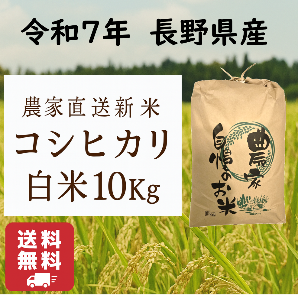 【送料無料】R 7年 低農薬/農家直送 20kg白米 長野県産コシヒカリ