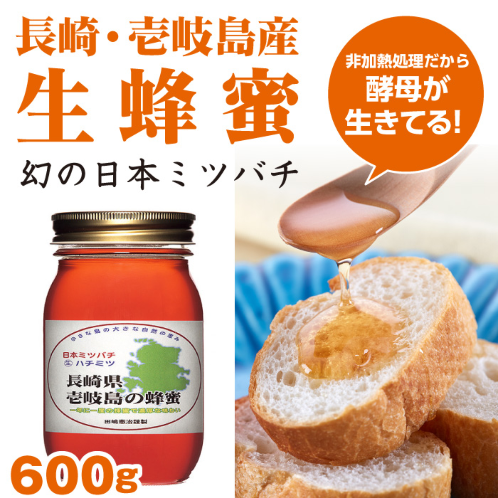 （訳あり）日本ミツバチの蜂蜜600g×2本 壱岐島産】日本ミツバチのはちみつ 600g ｜ はちみつ/はちみつ 産直