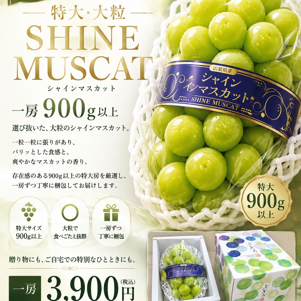 lucky極上特大シャインマスカット1房 ｜ 果物/ぶどう 産直アウル 農家