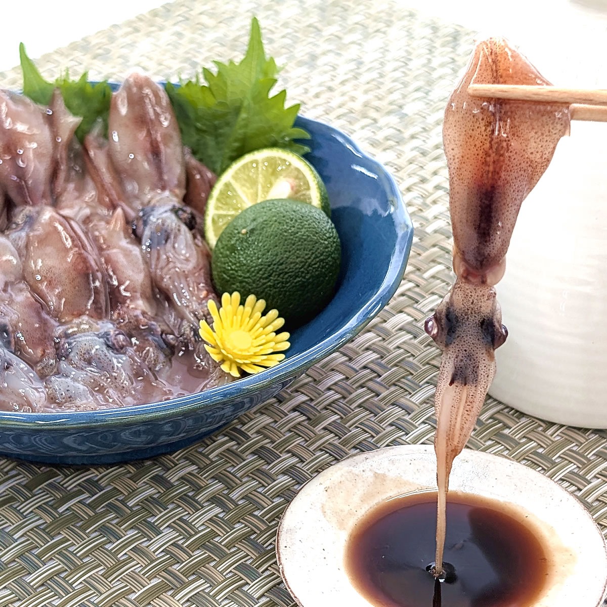 ガラスのホタルイカ 2個セット(生、ボイル)