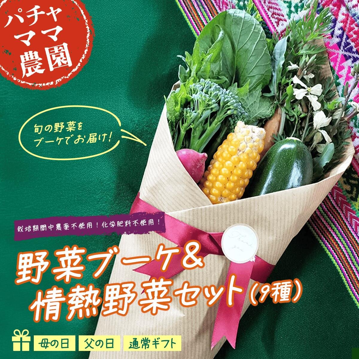 野菜ブーケ ＆ 情熱野菜 セット9品 【 母の日 父の日 選べる 贈答用