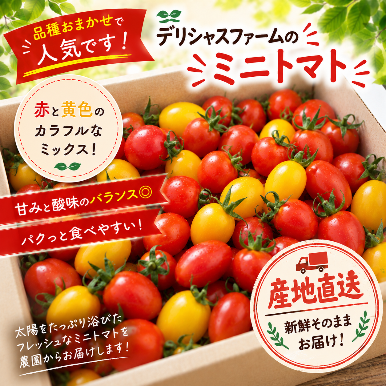 ミニトマト 品種おまかせ 2キロ箱詰 ｜ 野菜/トマト 産直アウル 農家