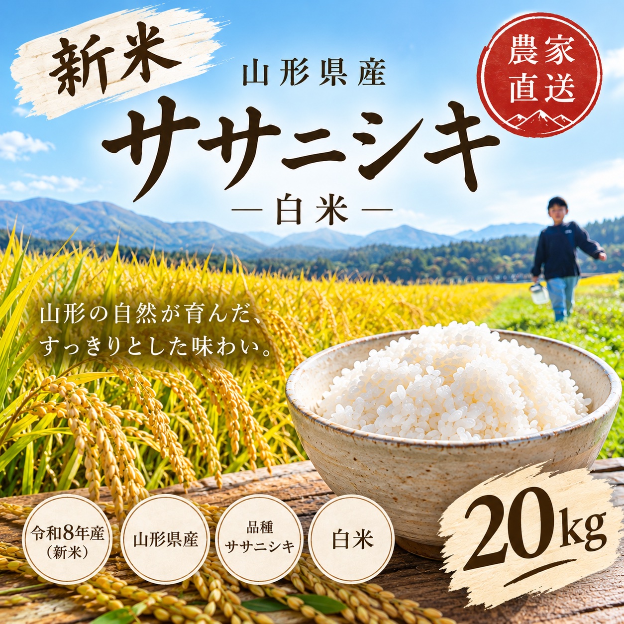 新米 20kg ササニシキ R8 白米 山形県産 ｜ 米・穀物/米/精米 産直