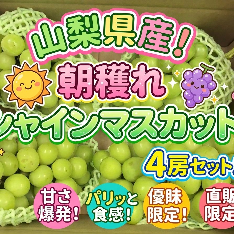 山梨県南アルプス市産 朝一採り極甘シャインマスカット 6房 3.5キロc 山梨県南アルプス市産朝穫れシャインマスカット！ ｜ 果物/ぶどう 産直
