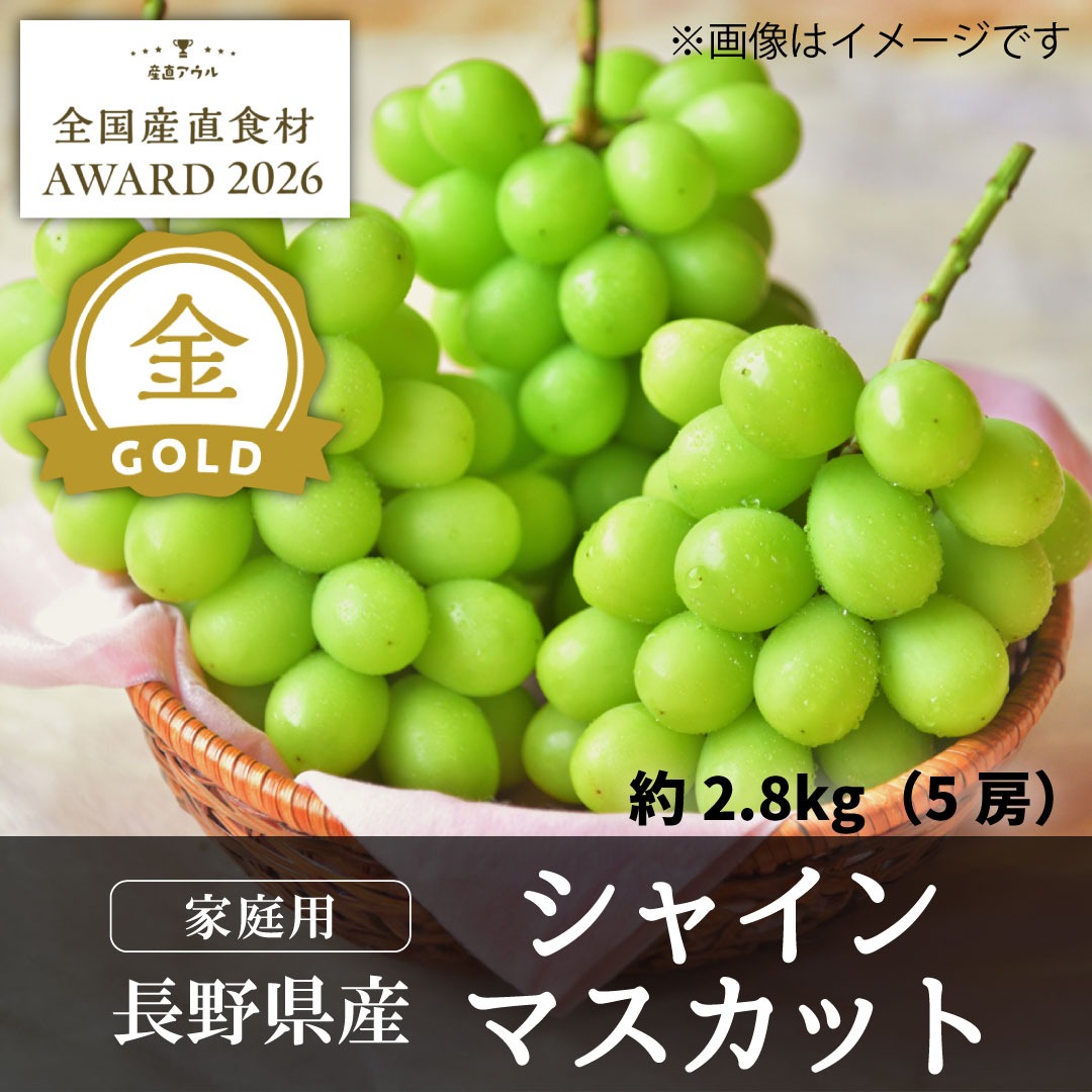 金賞】シャインマスカット2.8kg（5房・家庭用）／本気農場いけだ