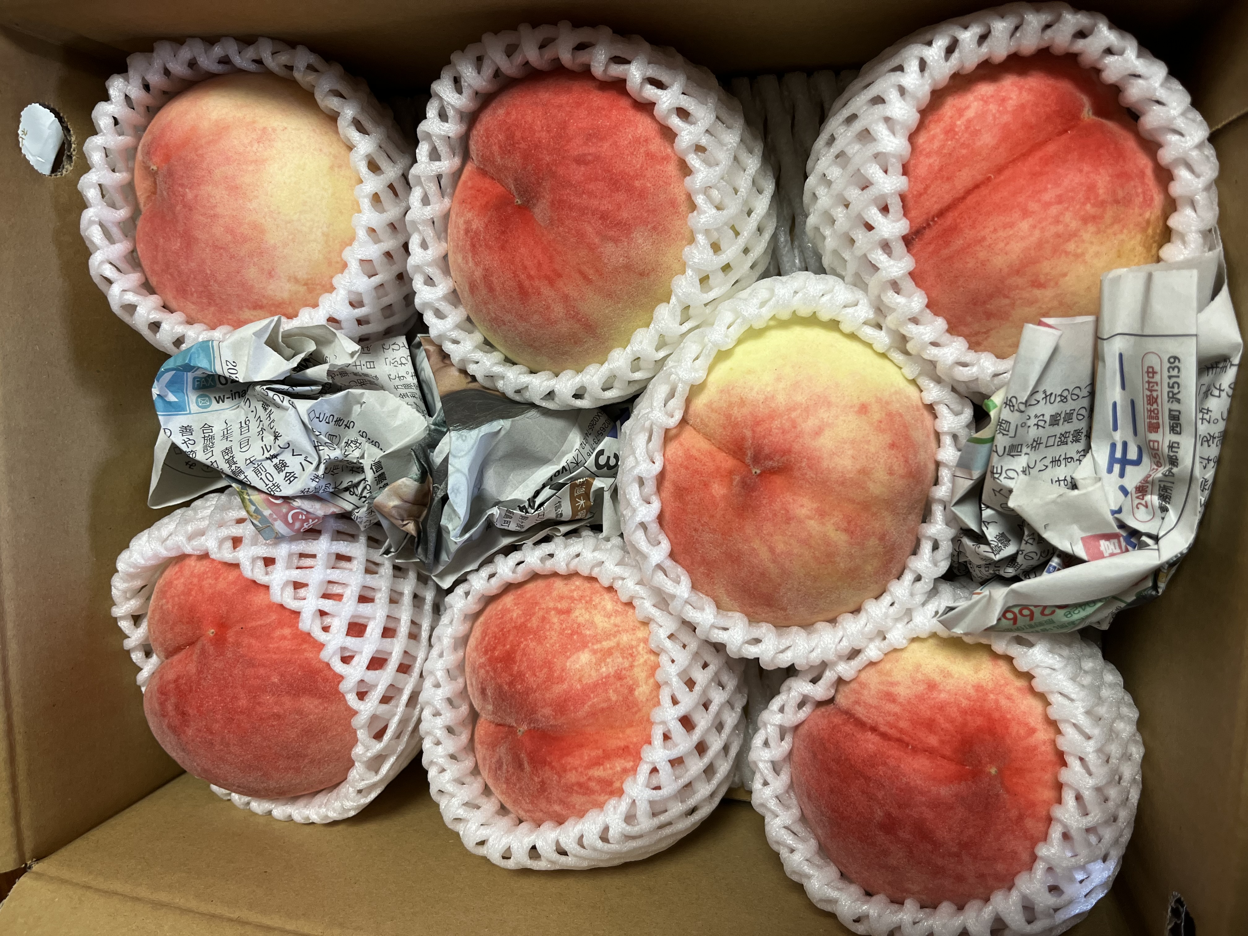 山梨の甘い桃　お手頃サイズを２箱重ねて 大分県 山梨の甘い桃 お手頃サイズを6個詰めて発送 人気商品 ももやの