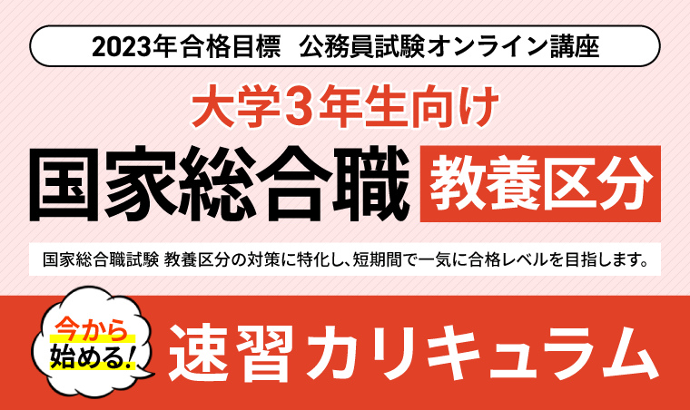 【2023年合格目標】＜今から始める！＞国家総合職教養区分速習カリキュラム