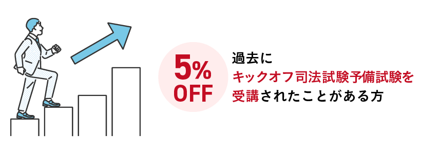 過去にキックオフ司法試験予備試験を受講された事がある方5%OFF