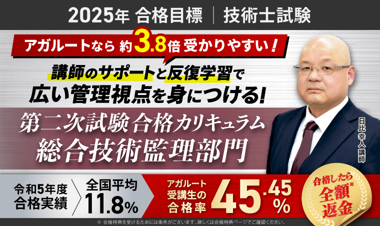 【2025年合格目標】第二次試験合格カリキュラム 総合技術監理部門（フル・ライト）