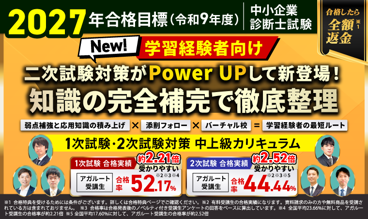 中小企業診断士試験【2027年合格目標】中上級カリキュラム